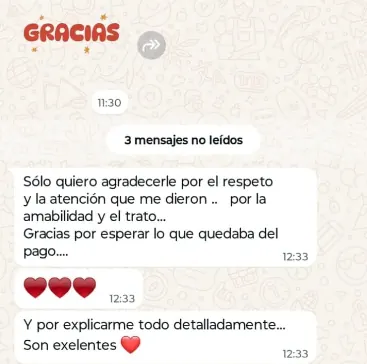 Testimonio real — agradecimiento por el servicio